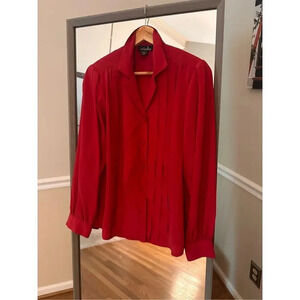 David Matthews 90’s Vintage Button Up Blouse Size 10 Red